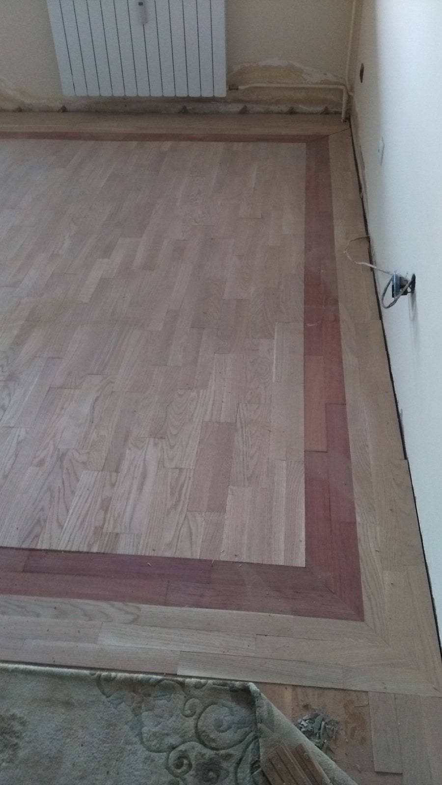 Postavka jasenovog parketa sa bordurom od Jatobe